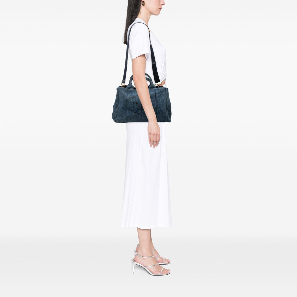 Prada Denim Canapa Logo Tote
