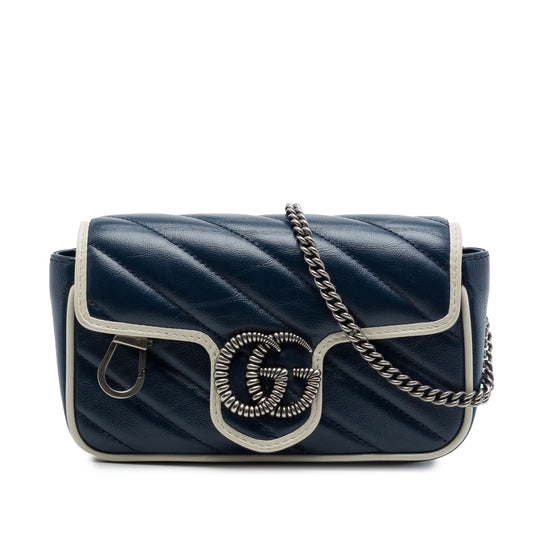Gucci Super Mini GG Marmont Matelasse Leather Torchon Flap Crossbody
