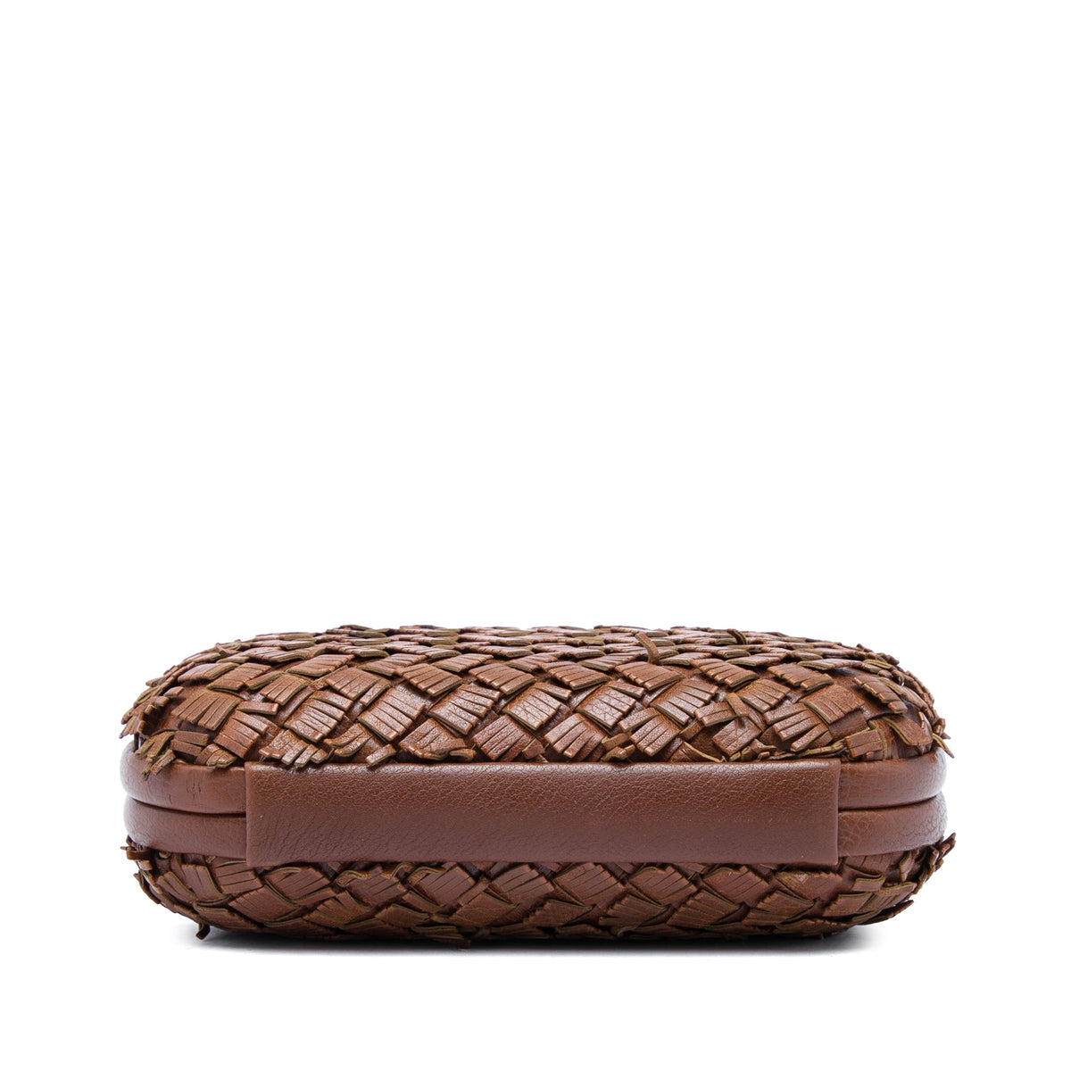 Bottega Veneta Nappa Intrecciato Fringe Knot Clutch — Brown