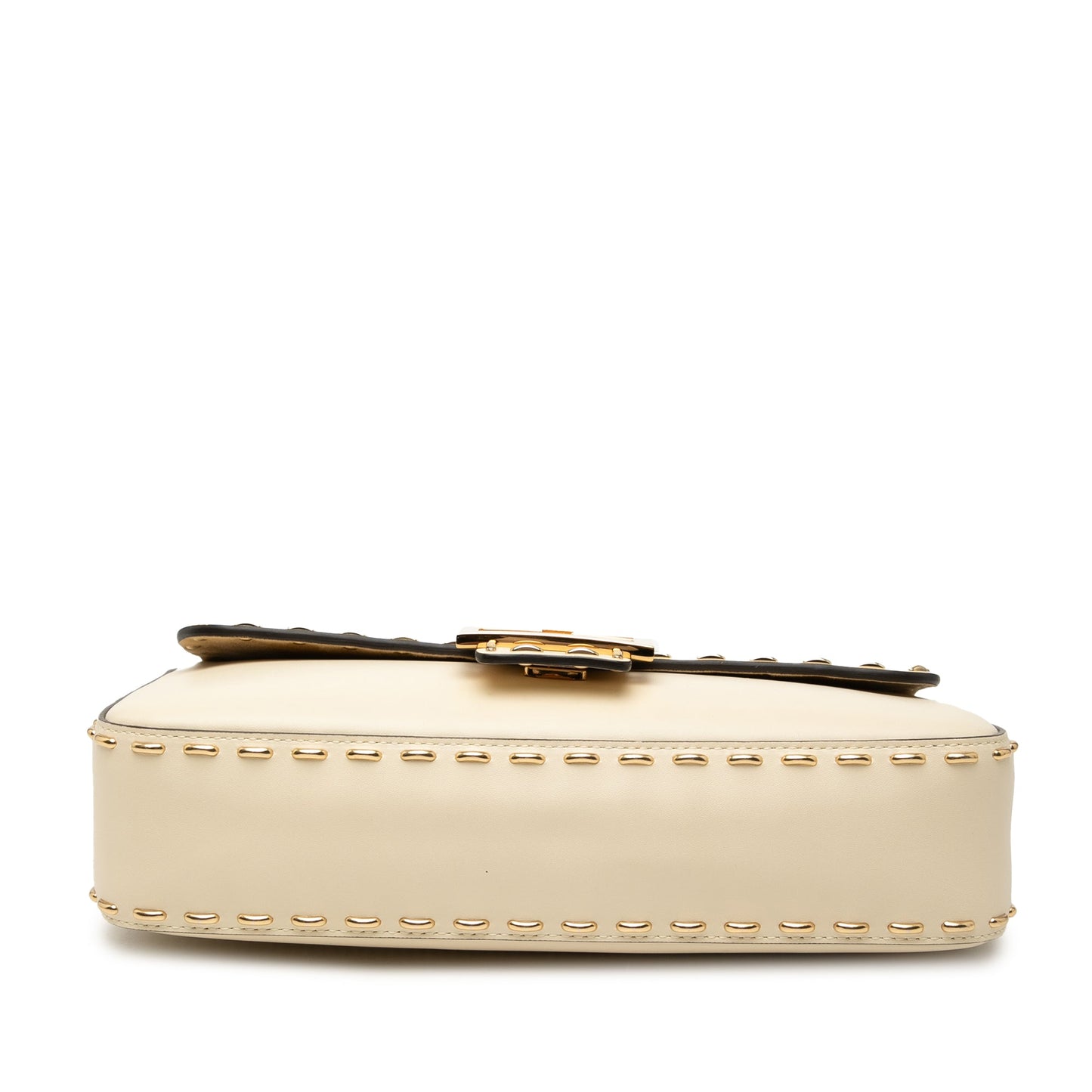 Fendi Leather Metal Stitch Baguette Satchel