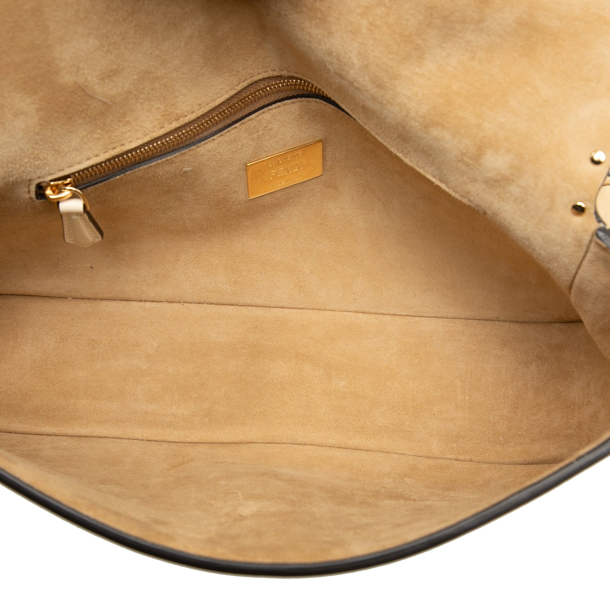 Fendi Leather Metal Stitch Baguette Satchel