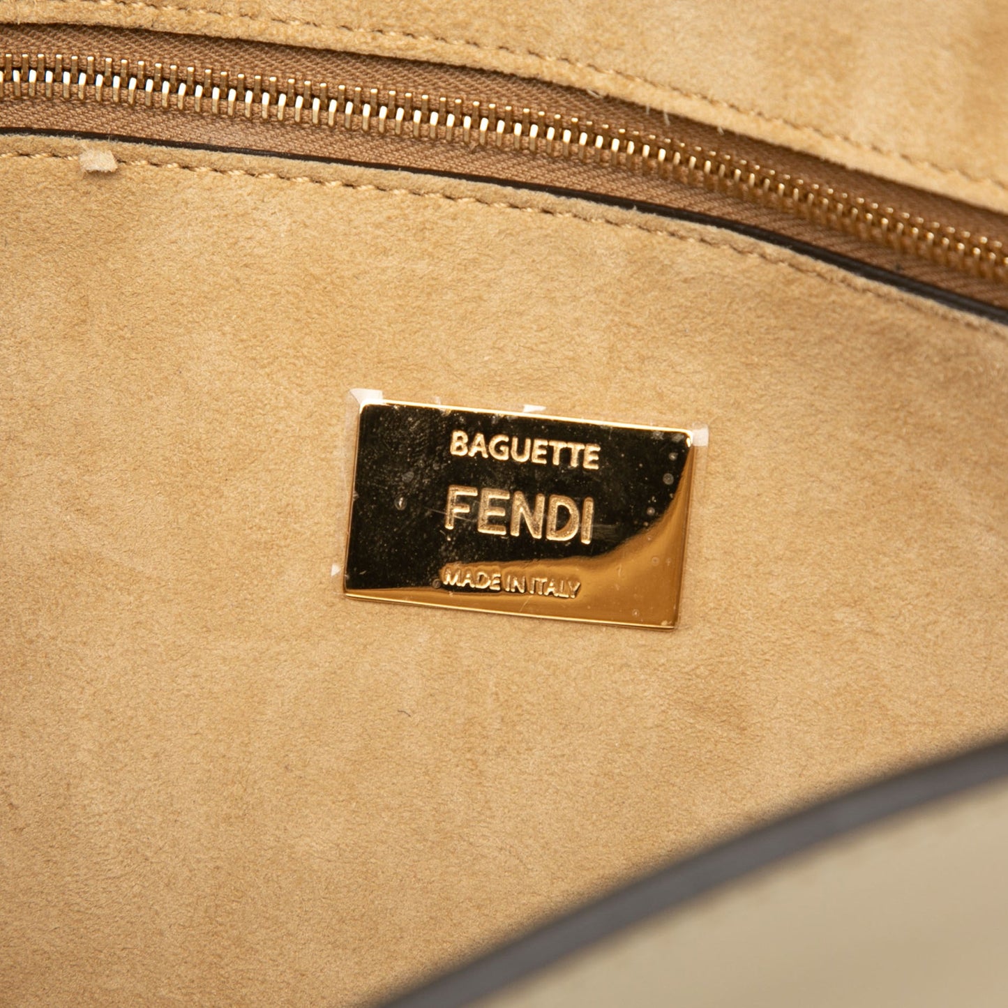 Fendi Leather Metal Stitch Baguette Satchel