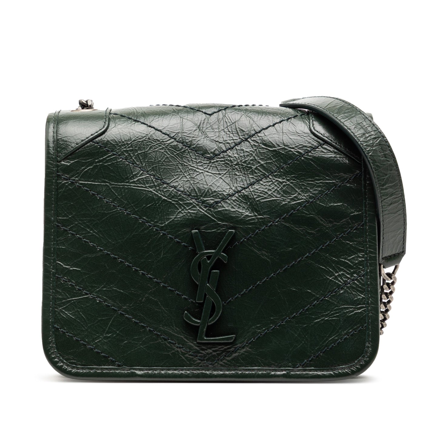 Saint Laurent Crinkled Calfskin Niki Wallet on Chain