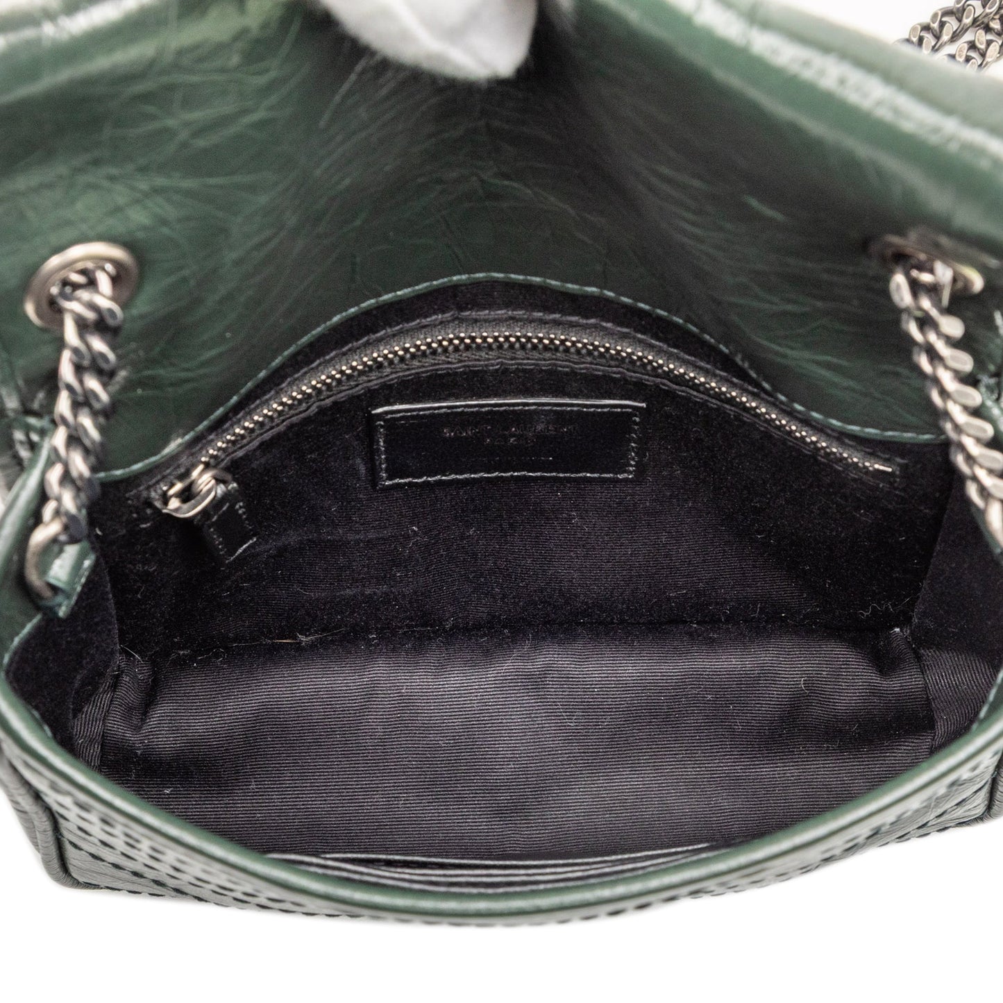 Saint Laurent Crinkled Calfskin Niki Wallet on Chain