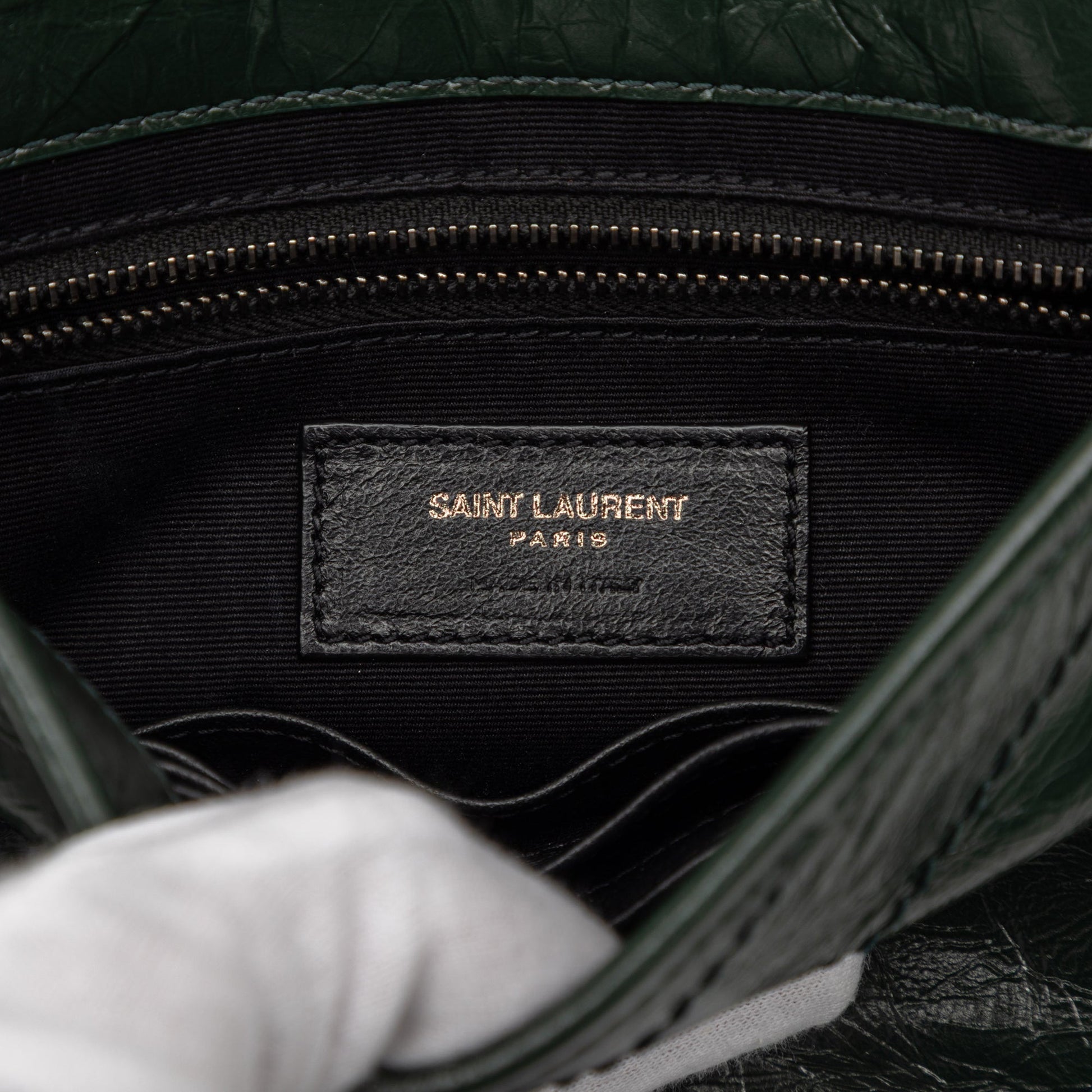 Saint Laurent Crinkled Calfskin Niki Wallet on Chain