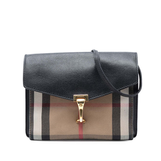 Burberry Small Leather and House Check Canvas Derby Macken Crossbody