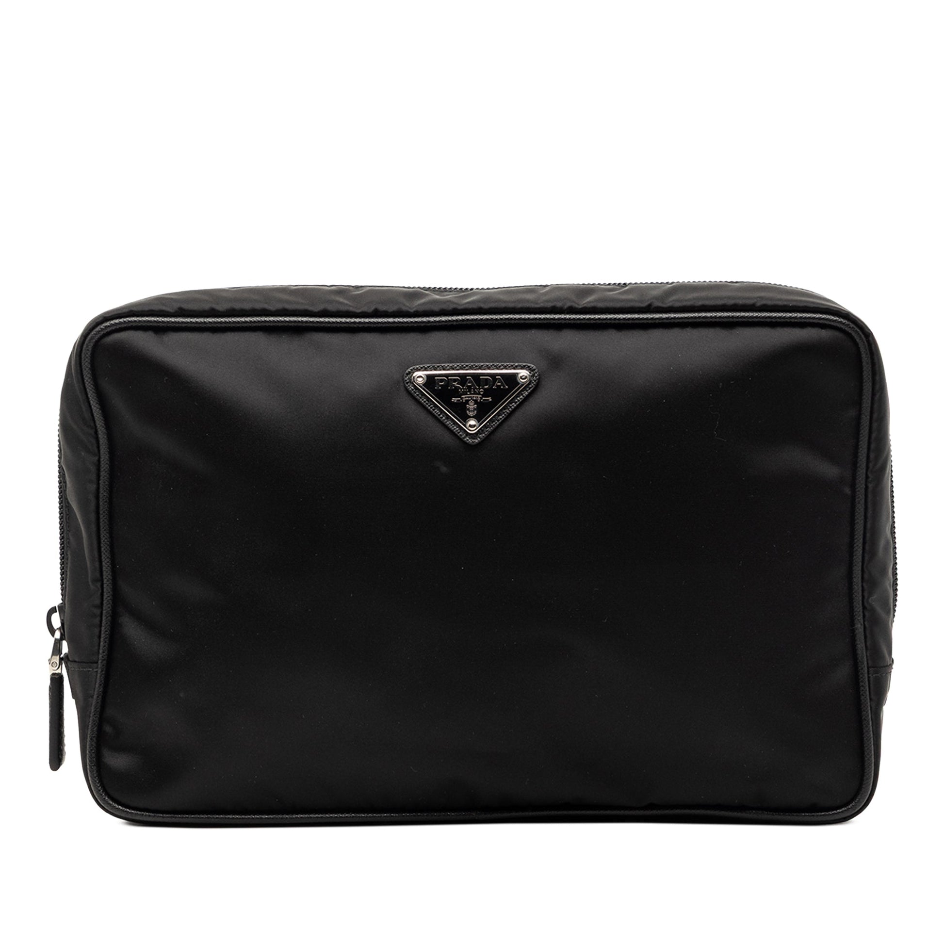 Prada Saffiano Trimmed Tessuto Clutch