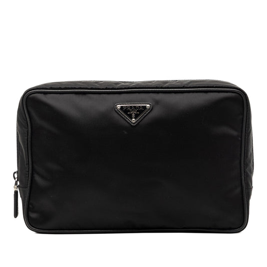 Prada Saffiano Trimmed Tessuto Clutch