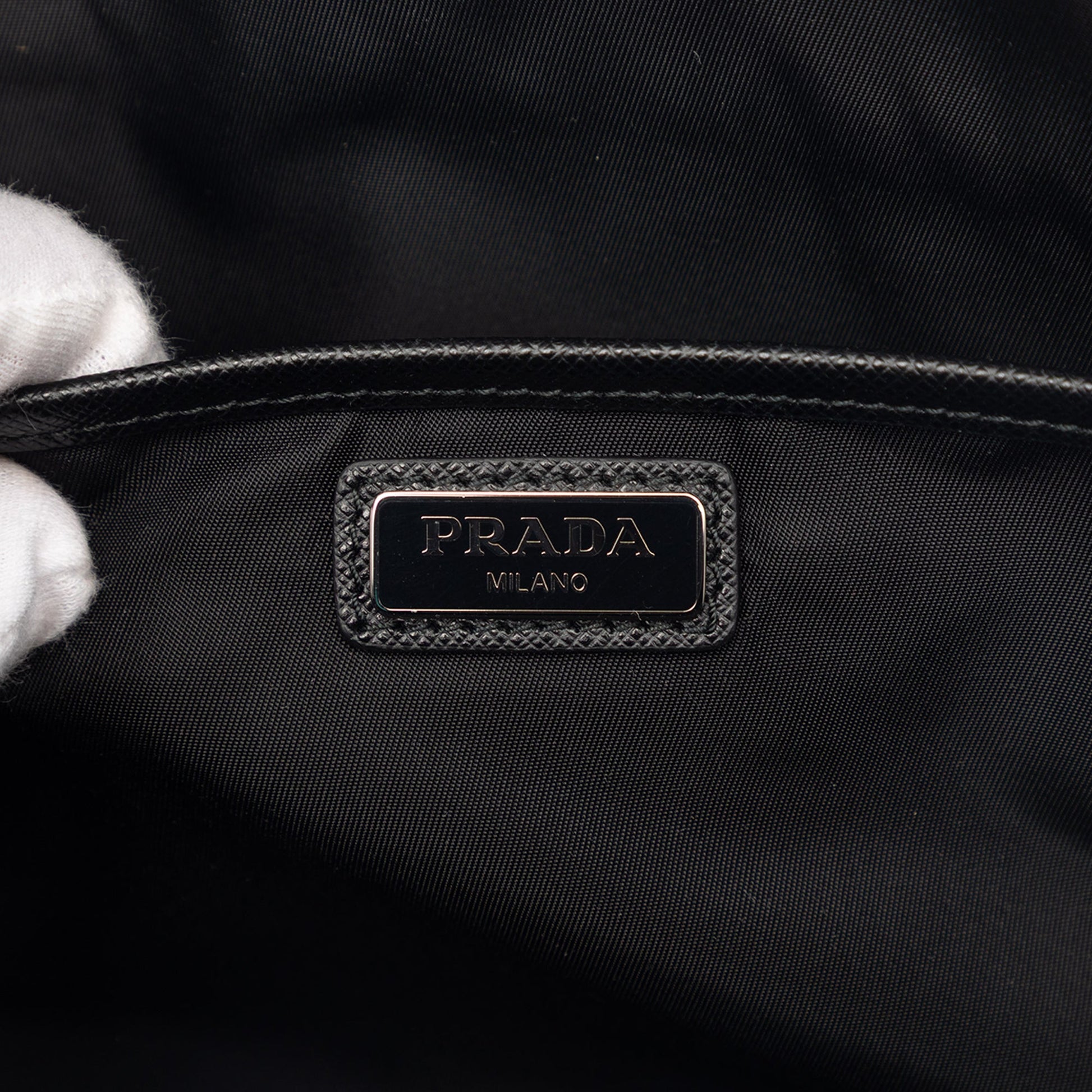 Prada Saffiano Trimmed Tessuto Clutch