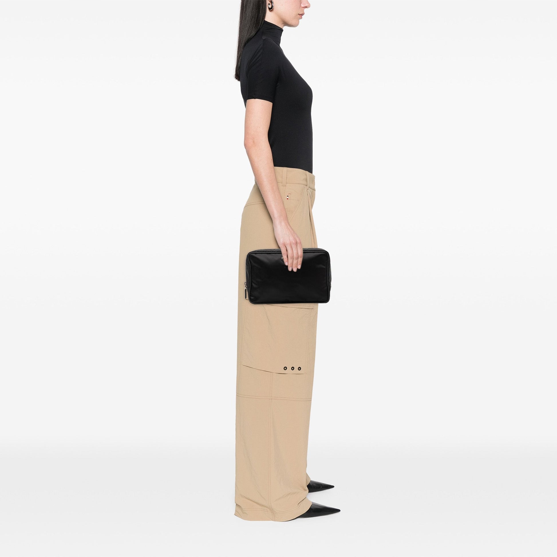 Prada Saffiano Trimmed Tessuto Clutch
