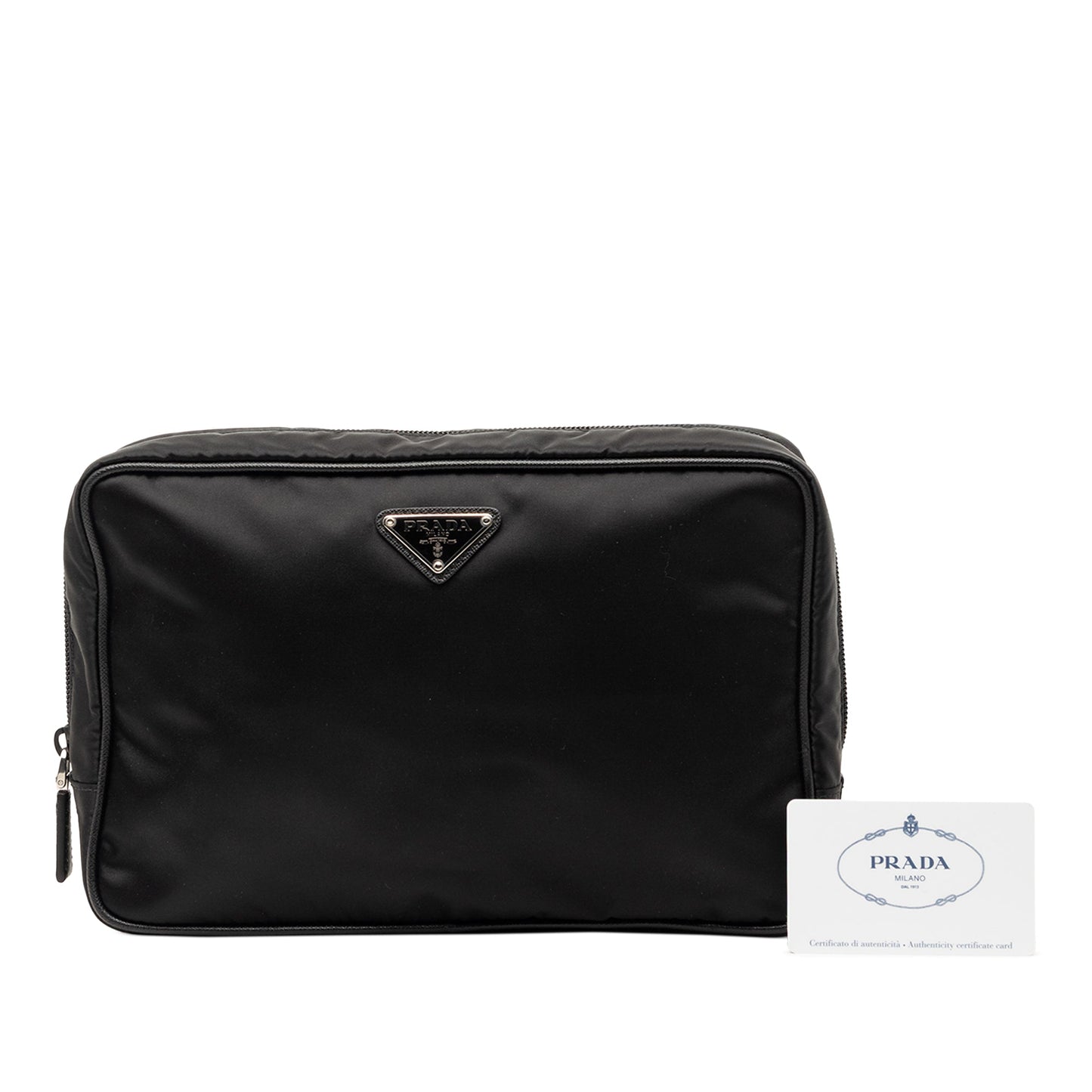 Prada Saffiano Trimmed Tessuto Clutch