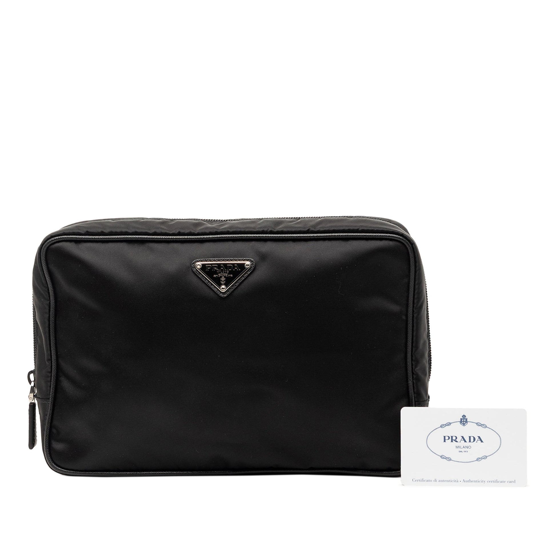 Prada Saffiano Trimmed Tessuto Clutch