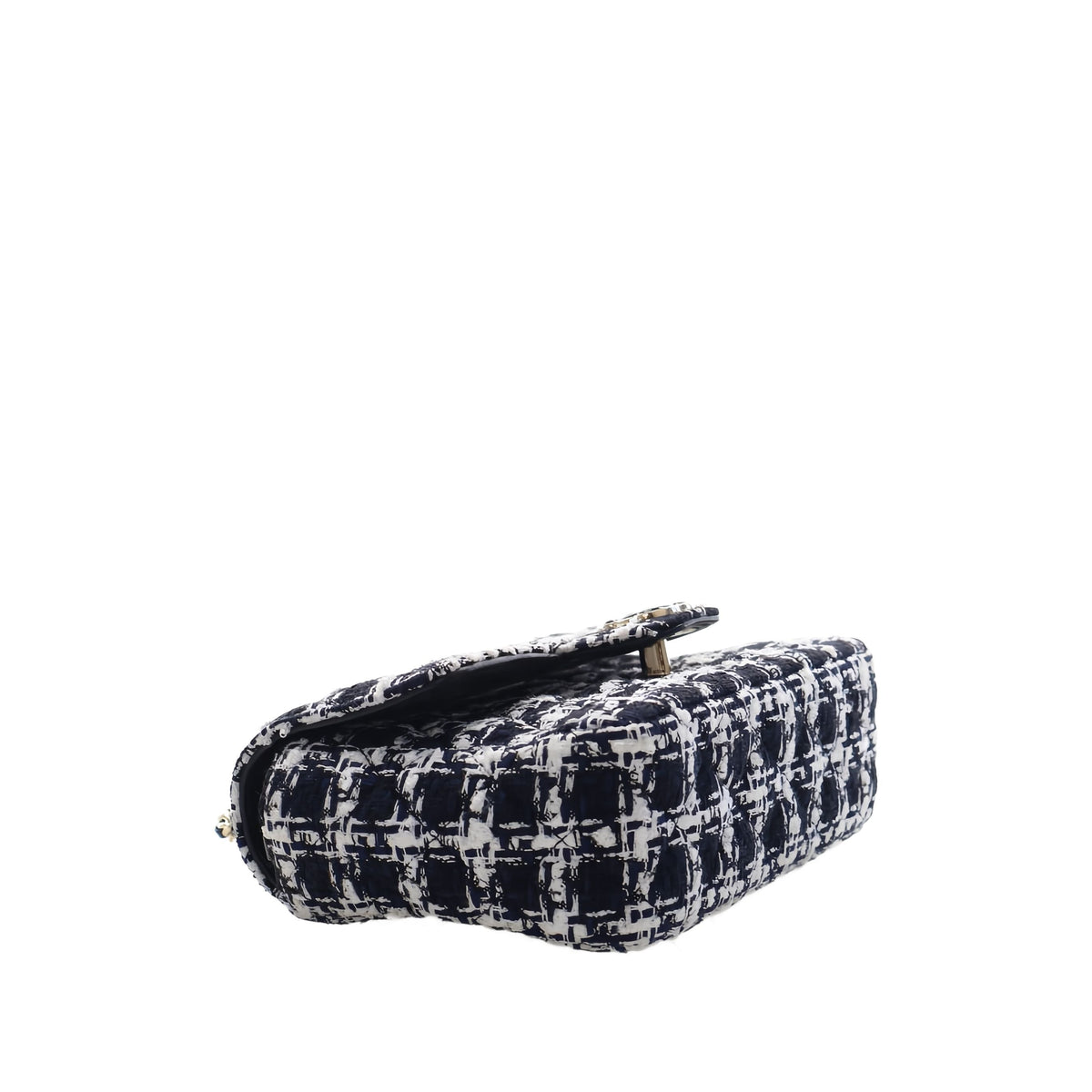 Chanel Mini Square Tweed Coco Heart Chain Flap — Black