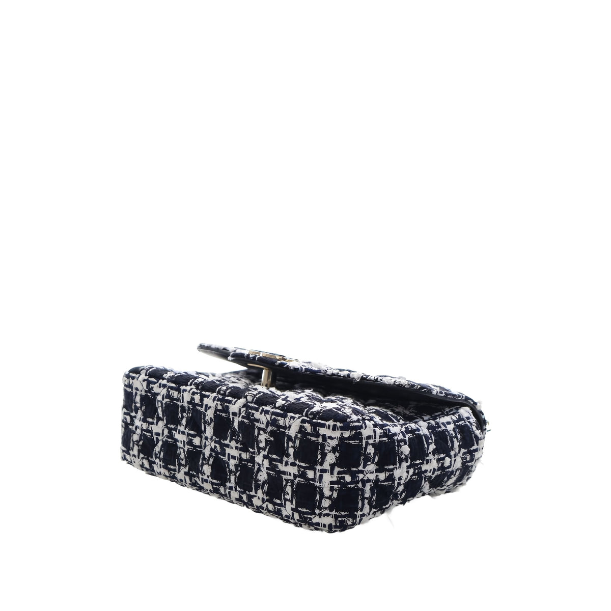Chanel Mini Square Tweed Coco Heart Chain Flap — Black