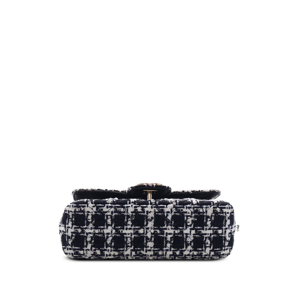 Chanel Mini Square Tweed Coco Heart Chain Flap — Black