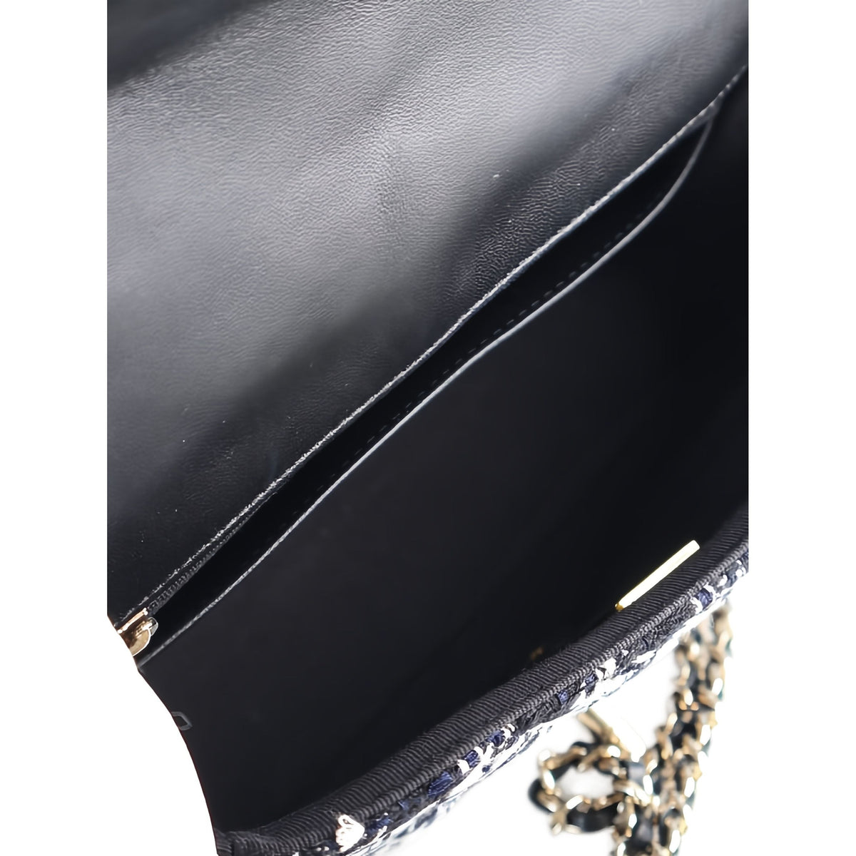 Chanel Mini Square Tweed Coco Heart Chain Flap — Black