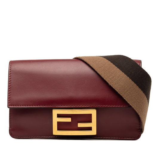 Fendi Mini Leather Flat Baguette Crossbody