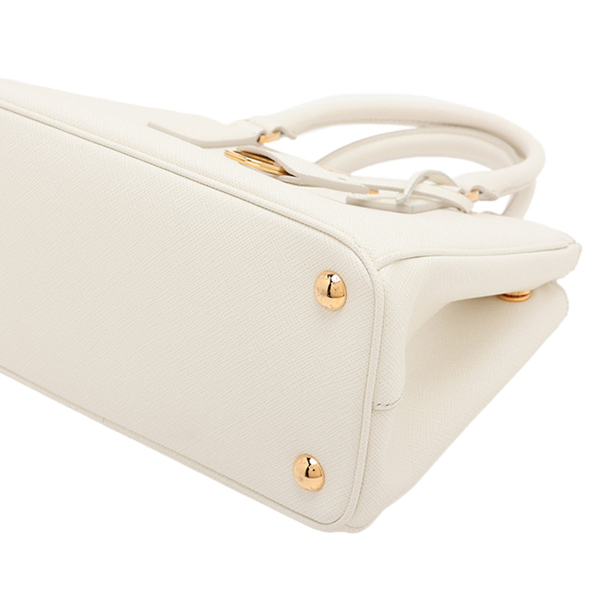 Prada Small Metallic Saffiano Galleria Double Zip Satchel — White