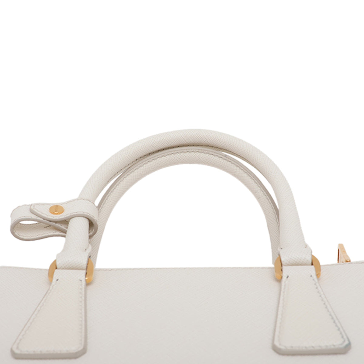 Prada Small Metallic Saffiano Galleria Double Zip Satchel — White