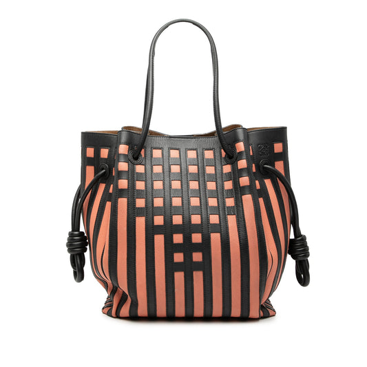 LOEWE Leather Grid Flamenco Knot Tote