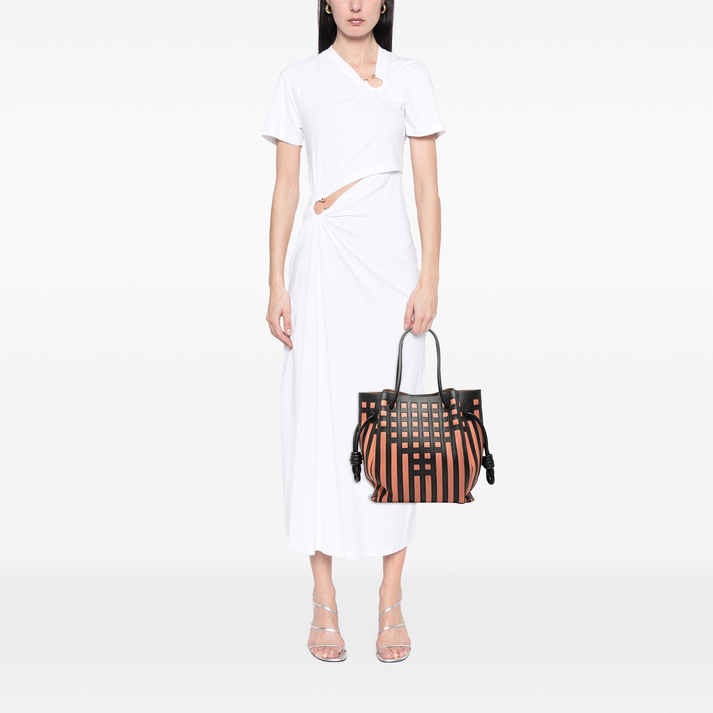 LOEWE Leather Grid Flamenco Knot Tote