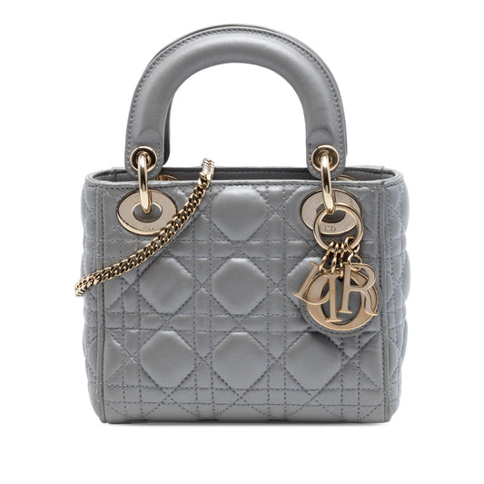 Dior Mini Metallic Lambskin Cannage Lady Dior