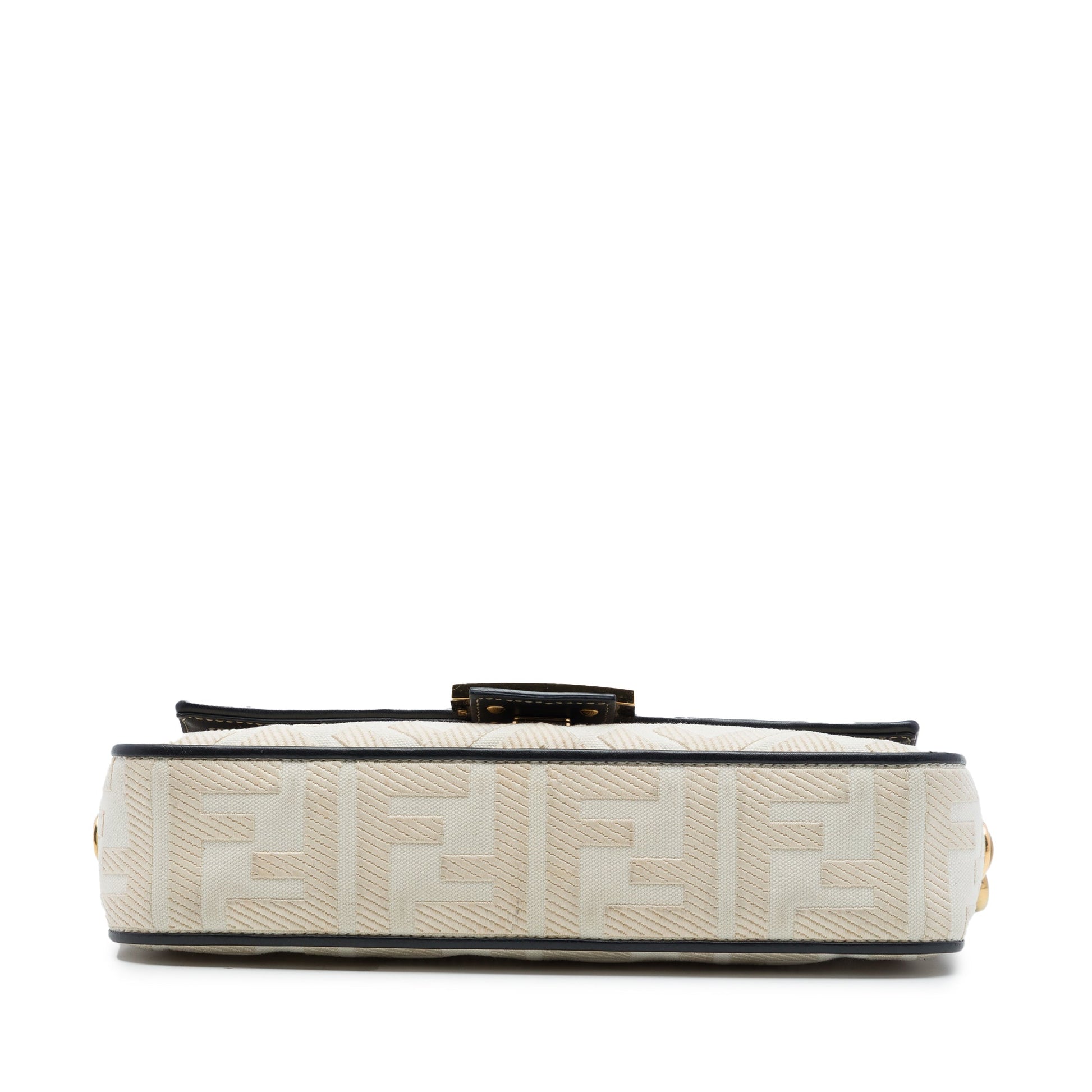 Fendi Zucca Embroidered Canvas Baguette Satchel