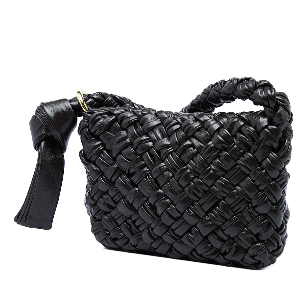 Bottega Veneta Small Leather Intrecciato Kalimero Citta Crossbody — Brown