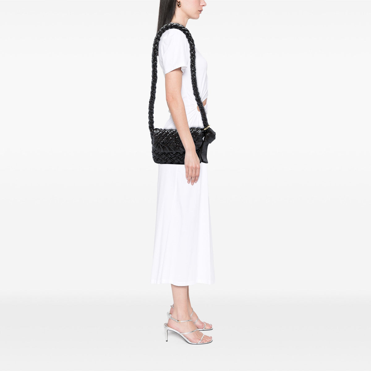Bottega Veneta Small Leather Intrecciato Kalimero Citta Crossbody — Brown