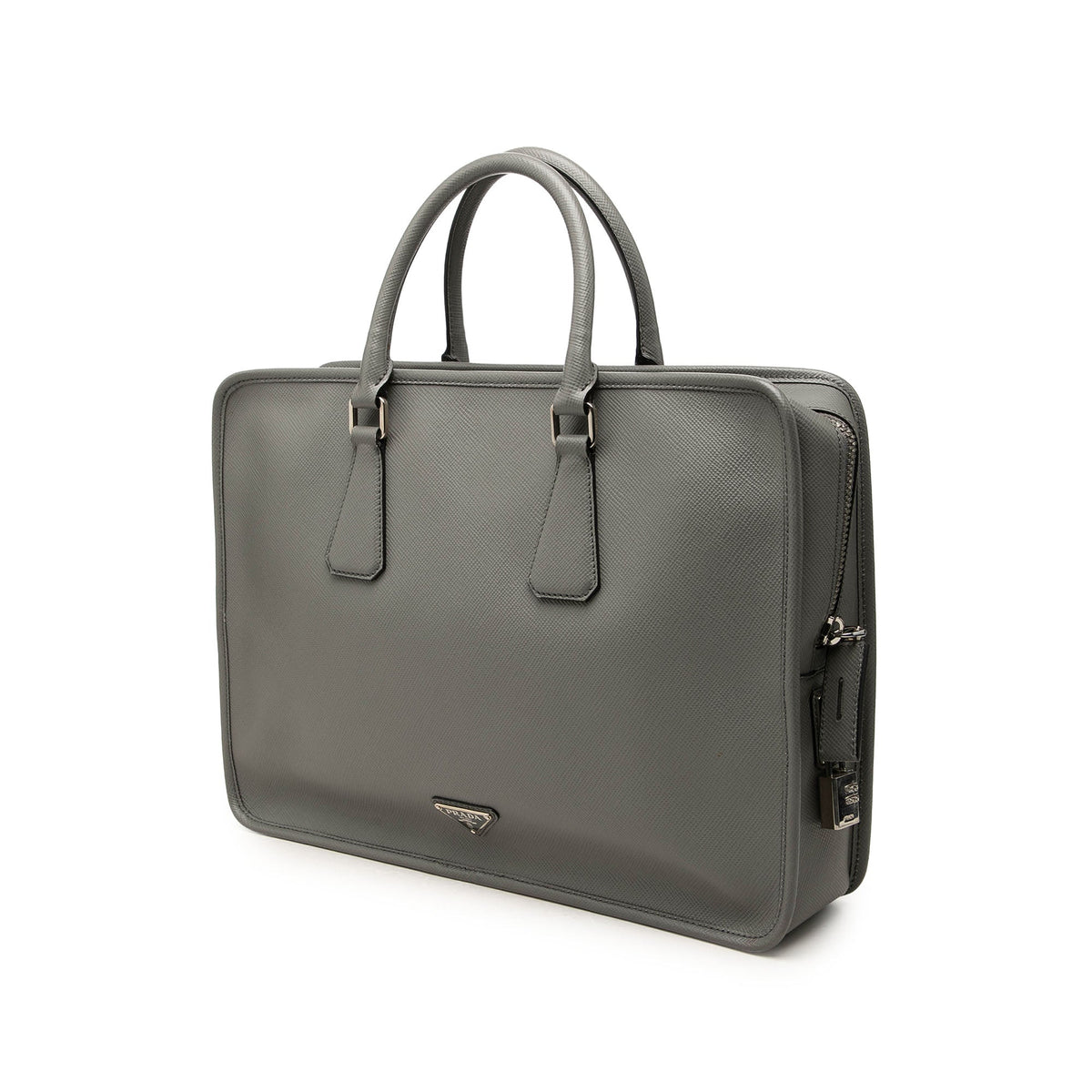 Prada Saffiano Travel Briefcase — Gray