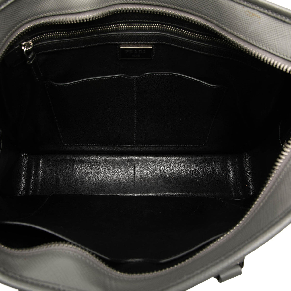 Prada Saffiano Travel Briefcase — Gray