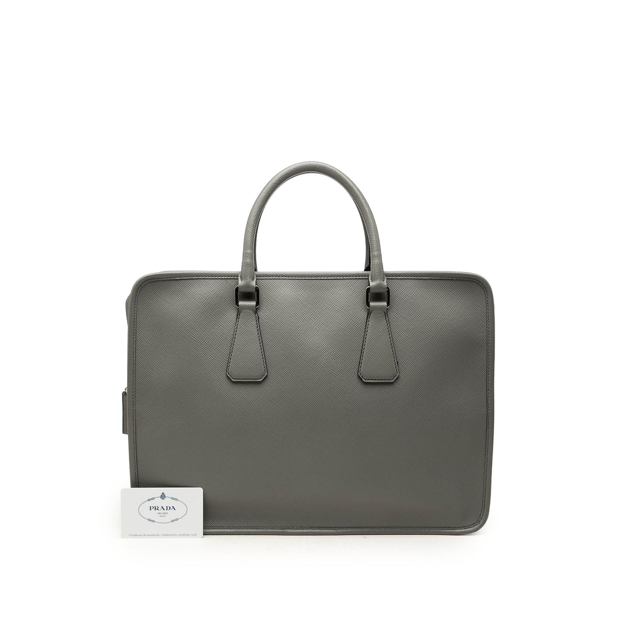 Prada Saffiano Travel Briefcase — Gray