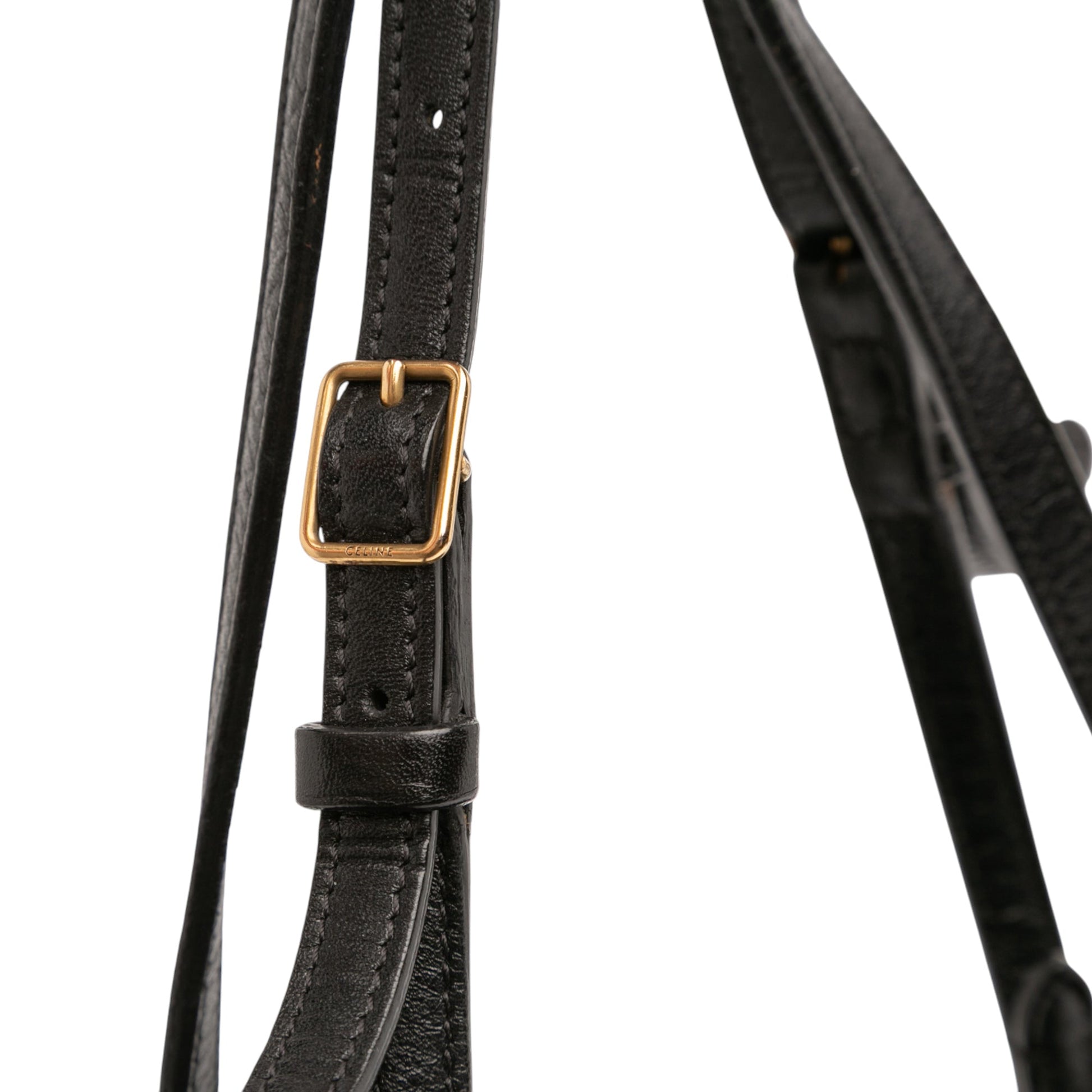 Celine Croc Embossed Leather Curved Shoulder Bag
