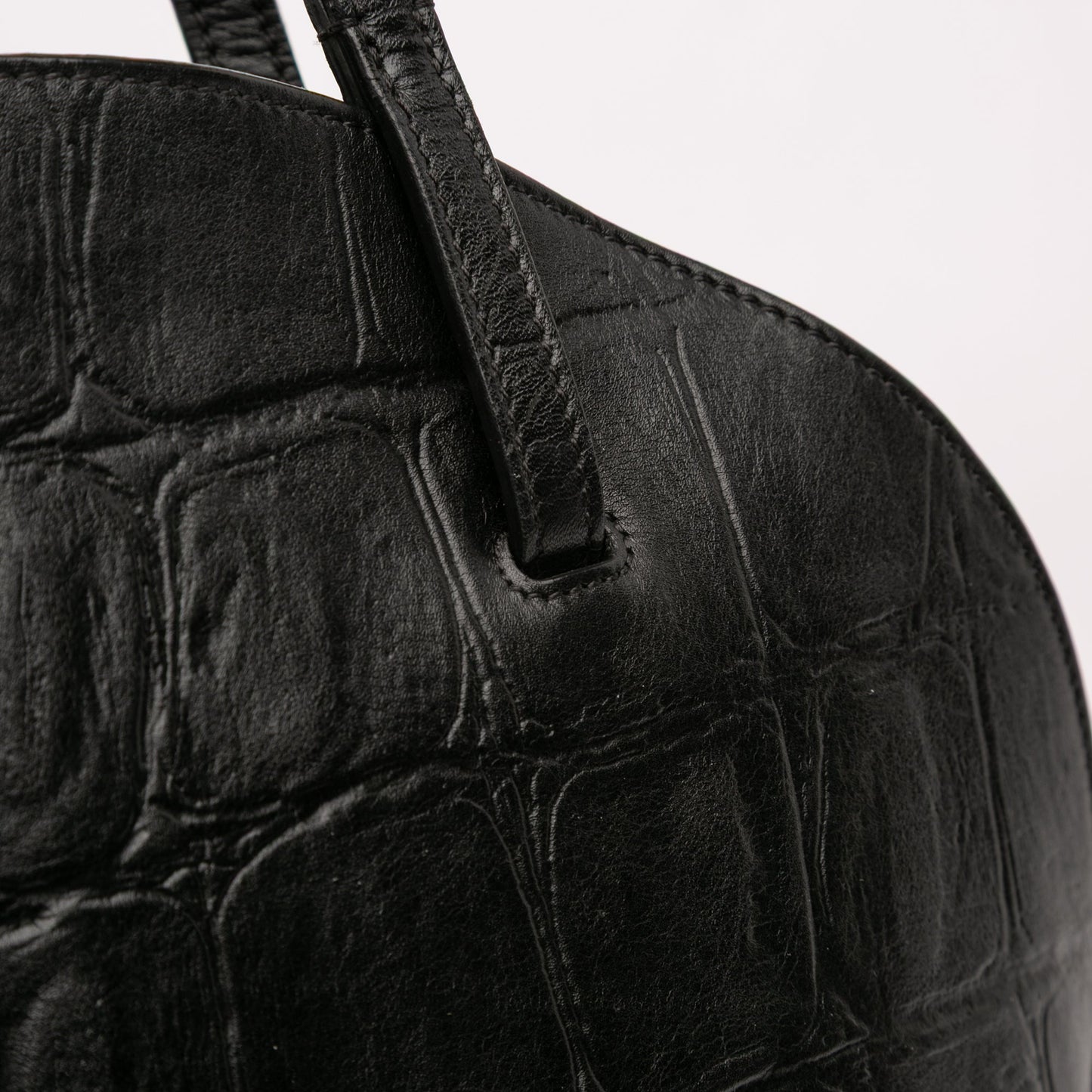 Celine Croc Embossed Leather Curved Shoulder Bag