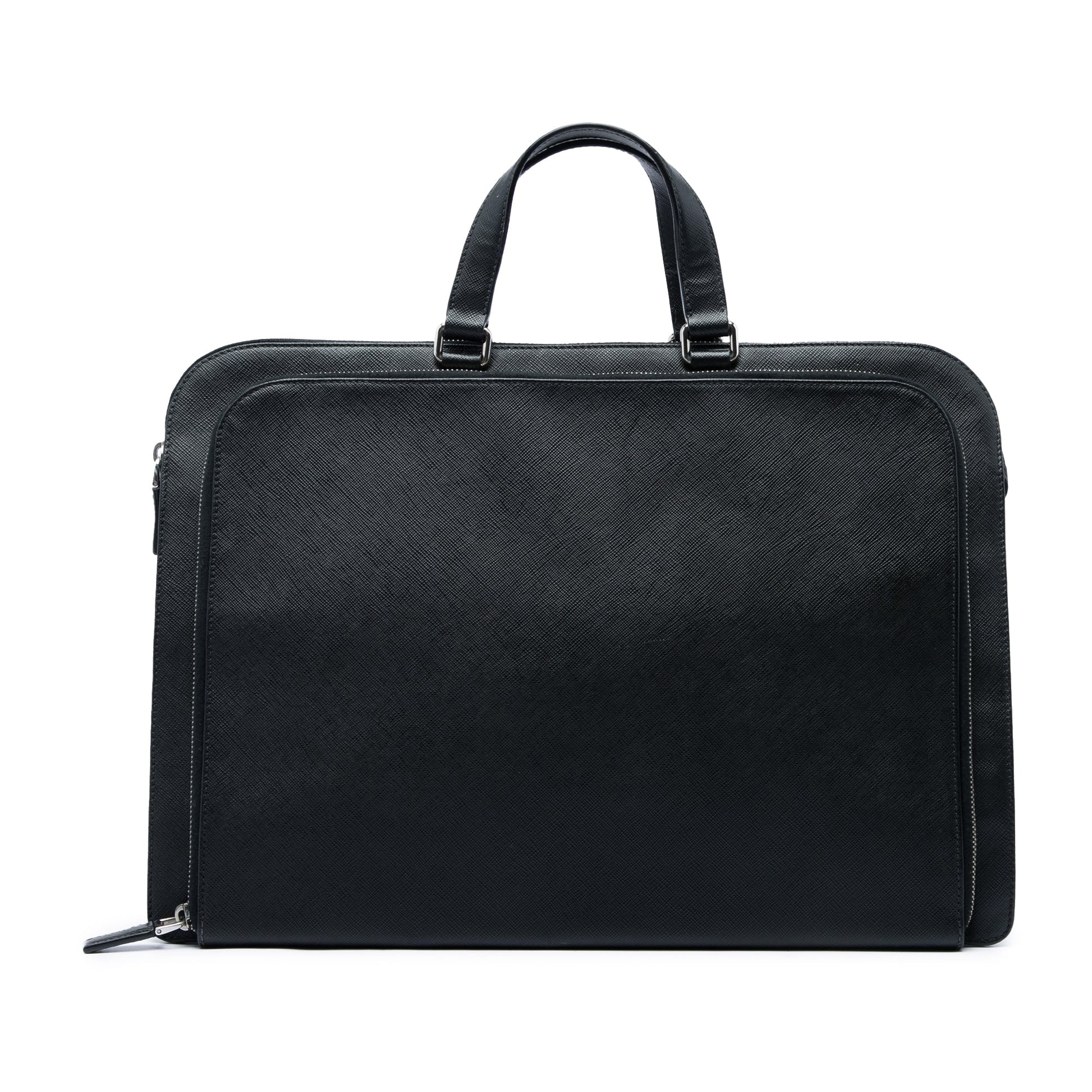 Prada Saffiano Cuir Travel Front Zip Pocket Briefcase