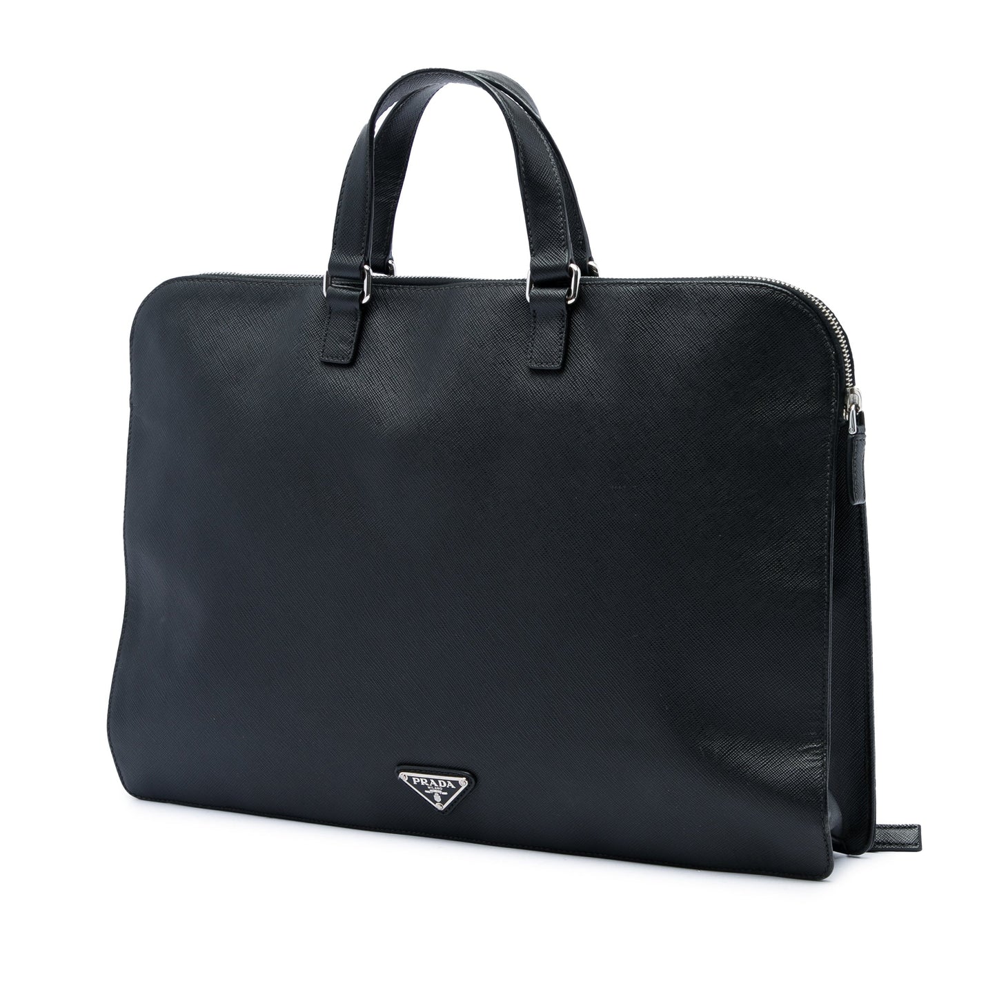 Prada Saffiano Cuir Travel Front Zip Pocket Briefcase