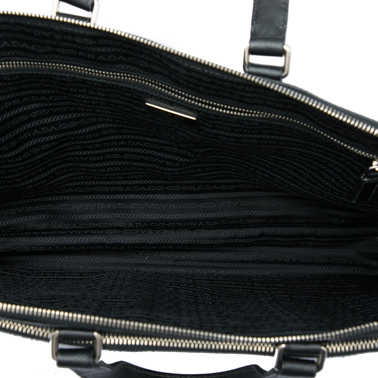Prada Saffiano Cuir Travel Front Zip Pocket Briefcase