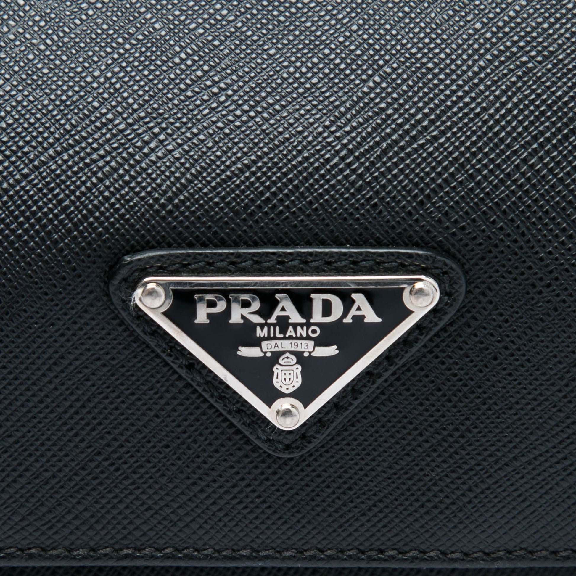 Prada Saffiano Cuir Travel Front Zip Pocket Briefcase