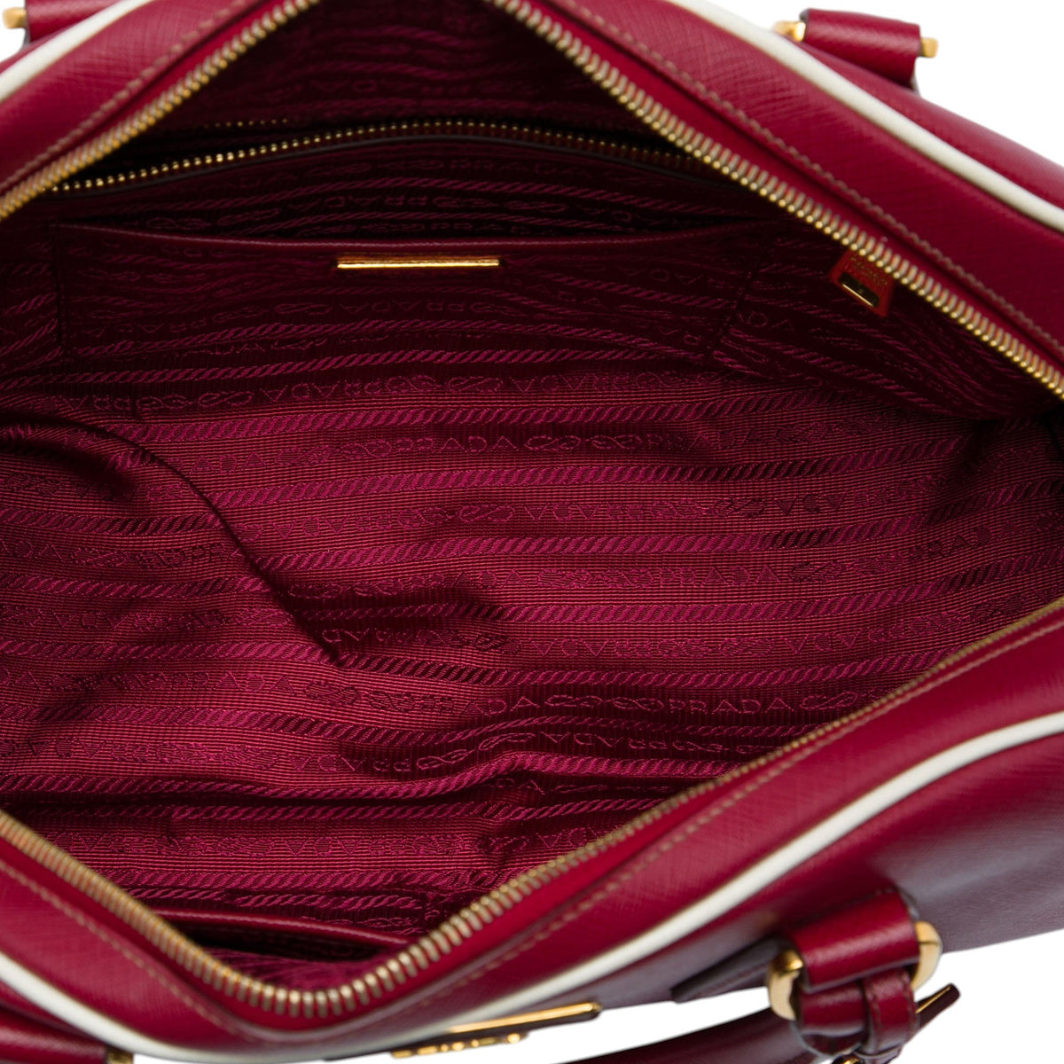 Prada Saffiano Lux Bowling Handbag — Red