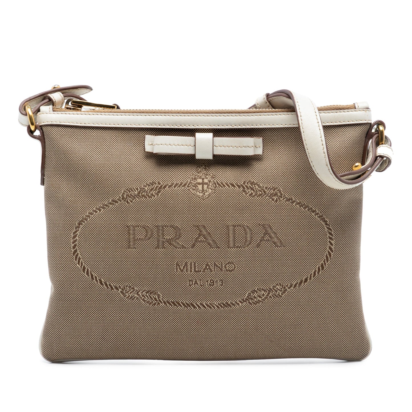Prada Canvas Canapa Logo Bow Crossbody
