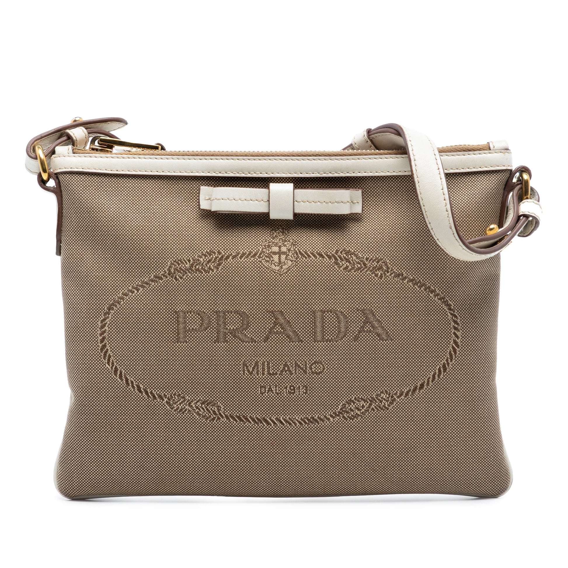 Prada Canvas Canapa Logo Bow Crossbody