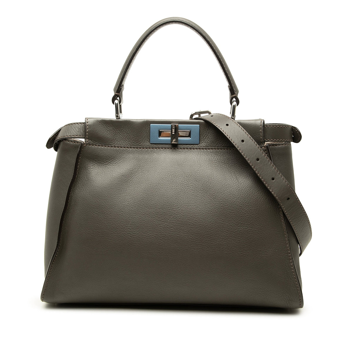 Fendi Medium Leather Peekaboo Iconic Satchel — Gray