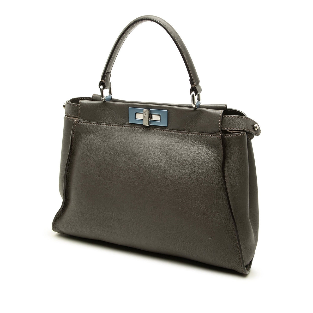 Fendi Medium Leather Peekaboo Iconic Satchel — Gray