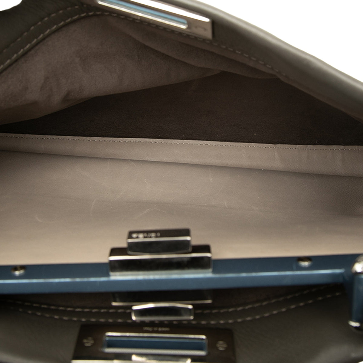 Fendi Medium Leather Peekaboo Iconic Satchel — Gray