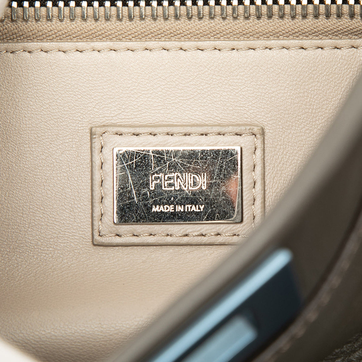Fendi Medium Leather Peekaboo Iconic Satchel — Gray