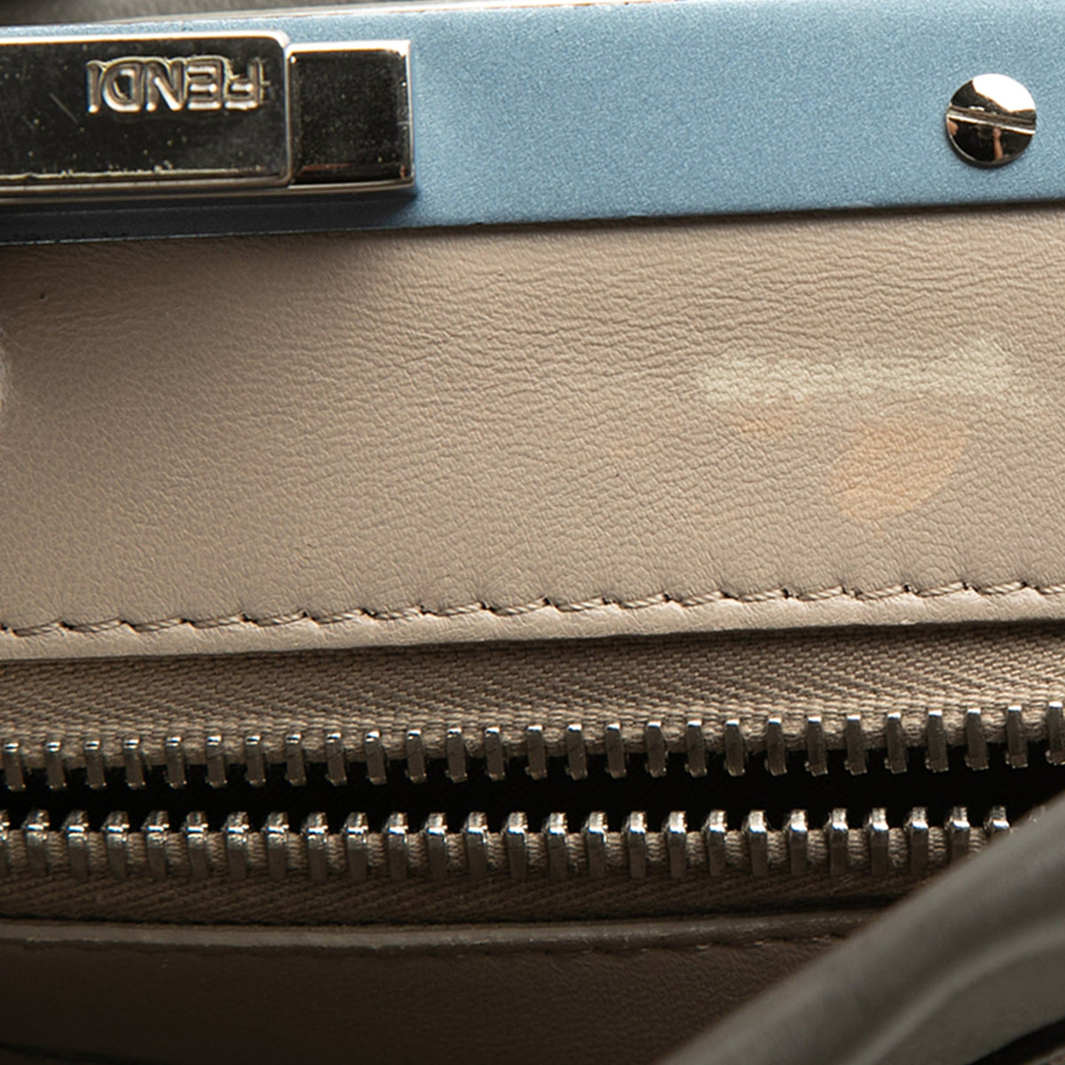 Fendi Medium Leather Peekaboo Iconic Satchel — Gray