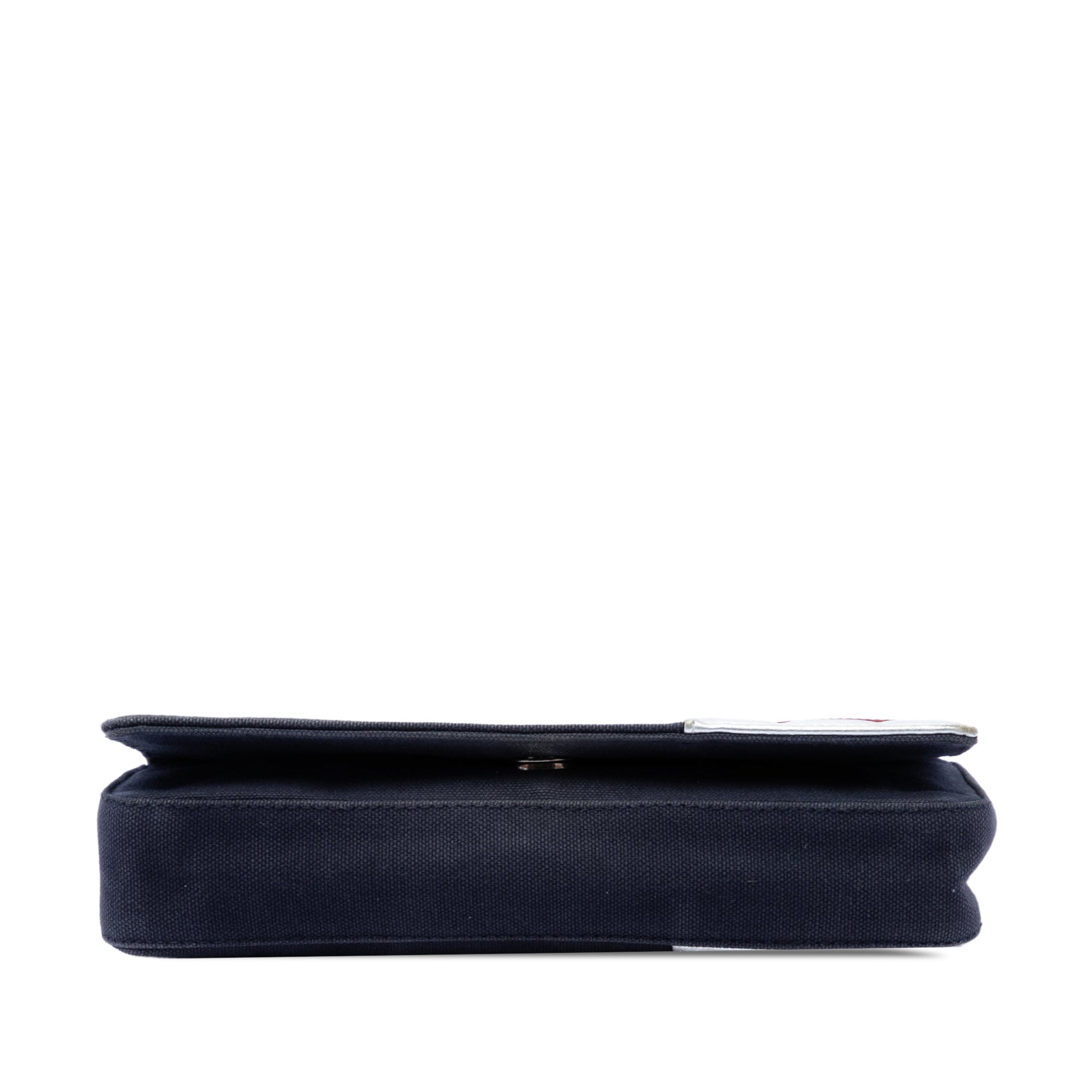 Chanel CC Canvas and Chocolate Bar Metallic Lambskin No 5 Flap