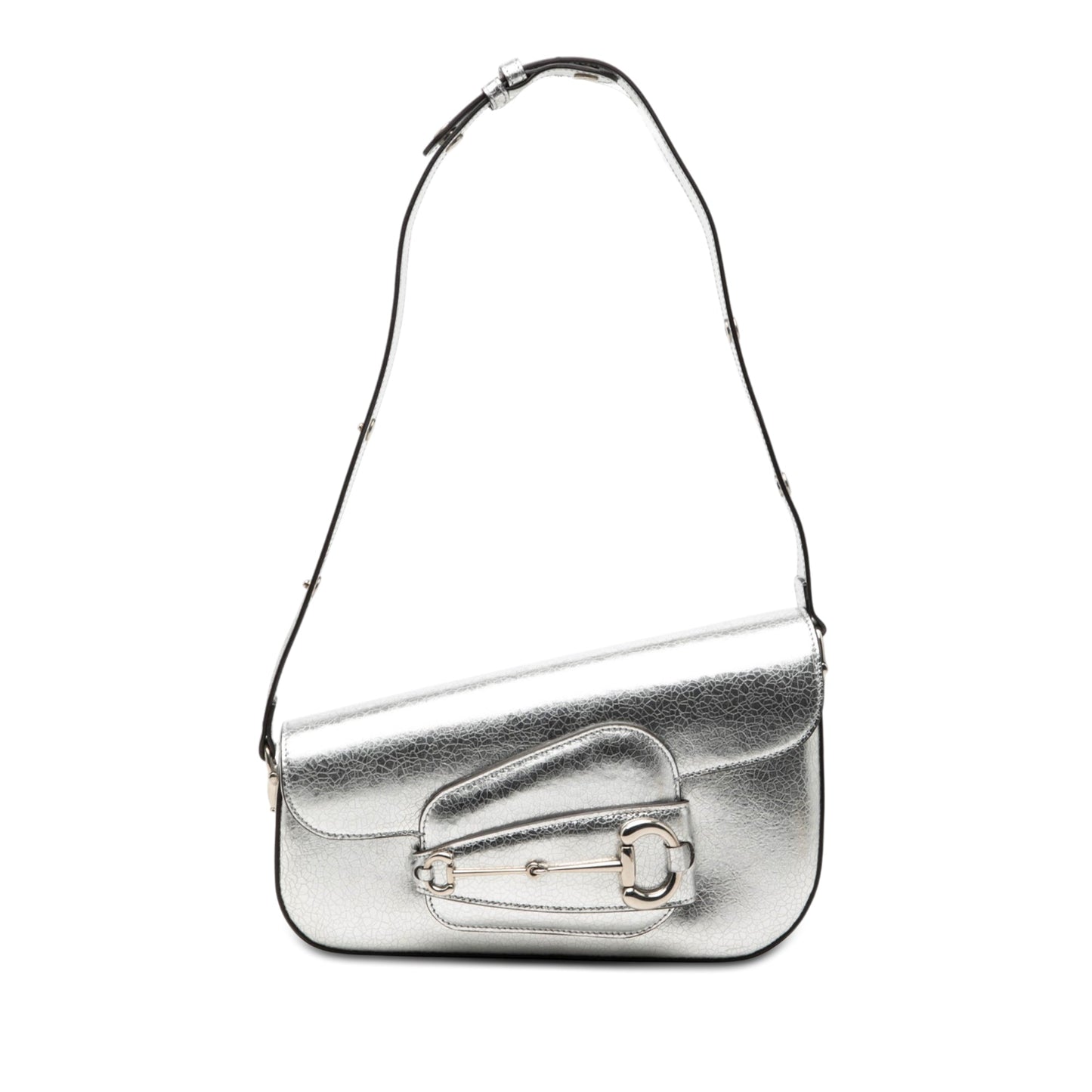 Gucci Metallic Textured Calfskin Asymmetric Horsebit 1955 Shoulder Bag