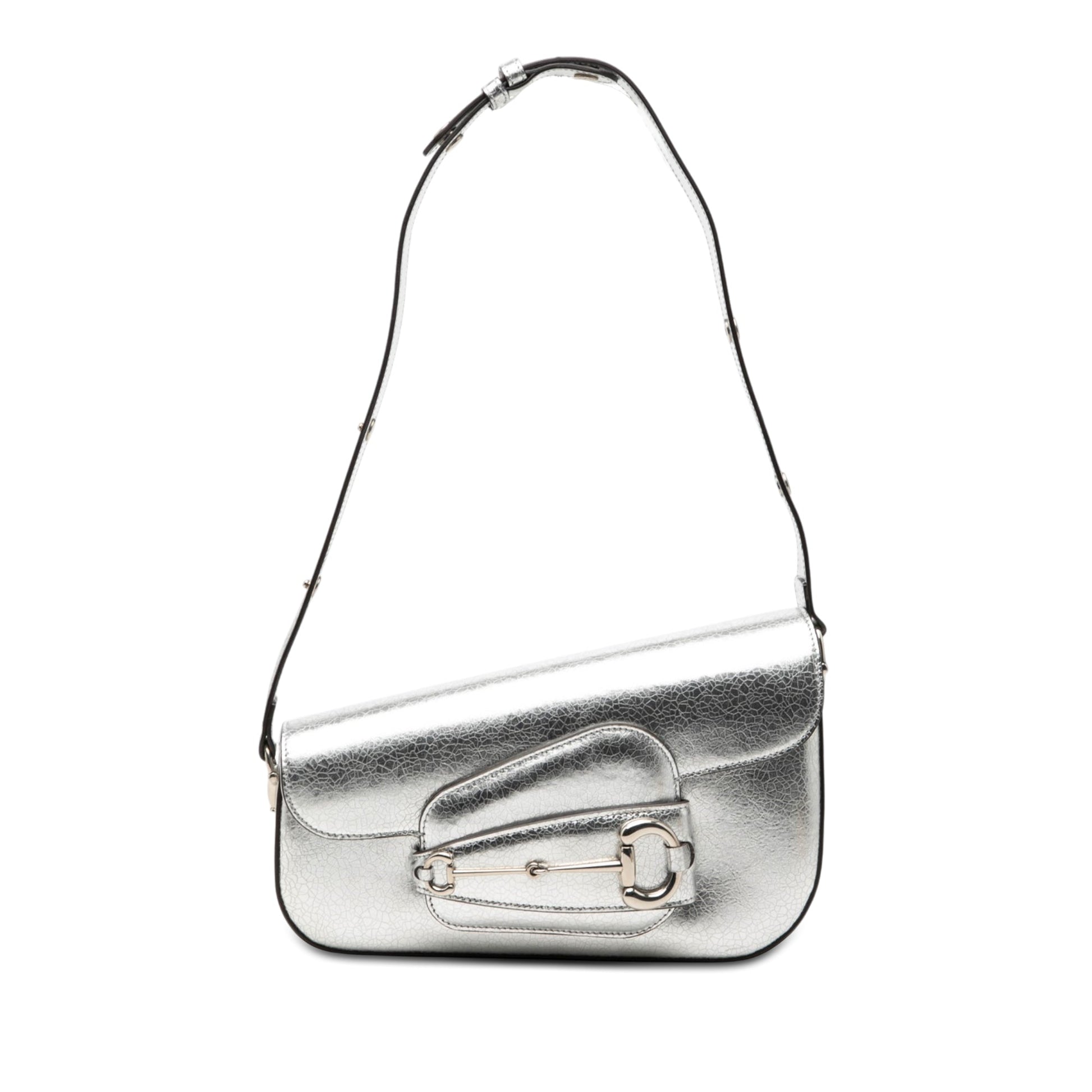 Gucci Metallic Textured Calfskin Asymmetric Horsebit 1955 Shoulder Bag