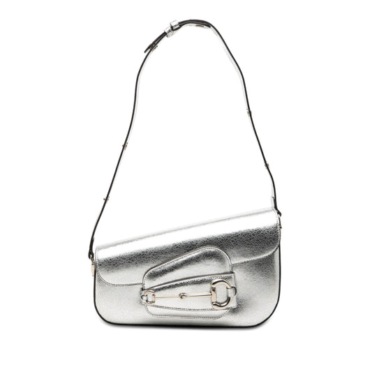 Gucci Metallic Textured Calfskin Asymmetric Horsebit 1955 Shoulder Bag